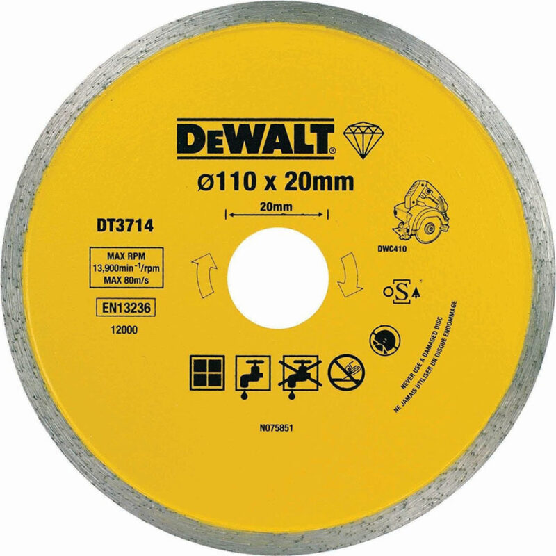 Διαμαντόδισκος κοπής πλακιδίων 110x20x1.6mm DT3714, Dewalt